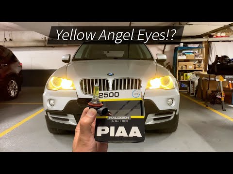 Видео: Замена лампочек DRL «ангельские глазки» BMW X5 E70 на ЖЕЛТЫЕ галогенные