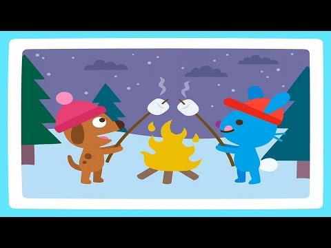 Видео: Саго Мини для детей - Собачка Харви и Кролик Джек катаются на санках
