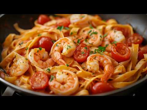 Видео: Этот рецепт поразит вас! Невероятно нежная паста с креветками и помидорами!