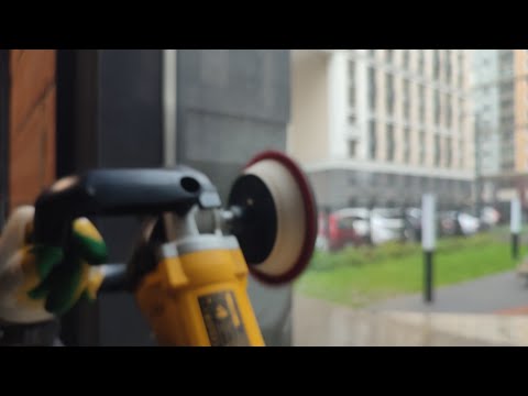 Видео: Шлифовка стеклопакетов. Устранение неглубоких царапин на элитном жилом комплексе