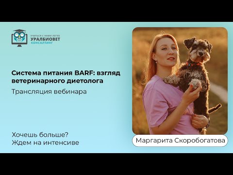 Видео: Трансляция вебинара "Система питания BARF: взгляд ветеринарного диетолога" с Маргаритой Скоробогатов