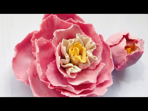 Видео: How to make an abstract peony from a sculpting mass Большой абстрактный пион из соленого теста.