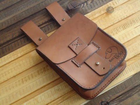 Видео: Уроки работы с кожей. Сумка на пояс №2. Making leather pouch