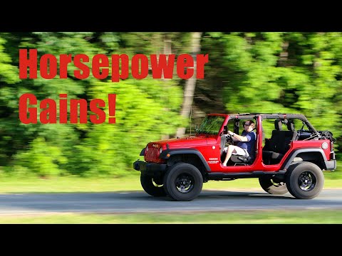 Видео: Реальный прирост мощности Jeep Wrangler за счет модернизации впускной и выхлопной систем (только ...