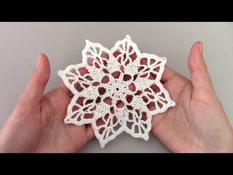 Видео: Салфетка/снежинка крючком для начинающих/crochet snowflake for beginners