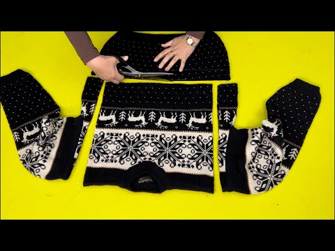 Видео: [DIY] Разрежьте выброшенный свитер на куски. | Превратиться в роскошь.