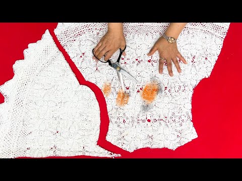 Видео: Не выбрасывайте испачканную скатерть ручной вязки. | Трансформация – это произведение искусства.