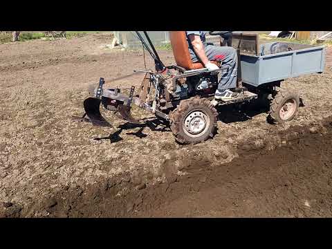 Видео: Вспашка минитрактором  из мотоблока Угра НМБ 1Н