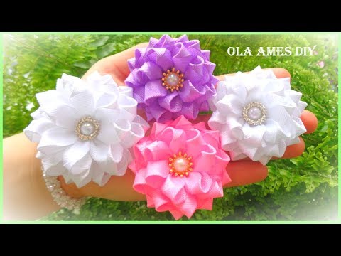 Видео: 😍Вот Такие ПЫШНЫЕ Цветочки Получились из Узкой Ленты😍 Ribbon Flowers/ Flores de fita/ Ola ameS