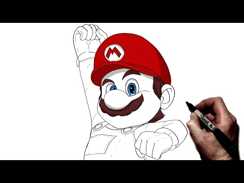 Видео: Как нарисовать Марио (Прыжок) | Пошаговое руководство | Super Mario Bros