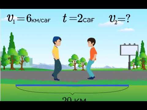 Видео: Қарама-қарсы бағыттағы қозғалыс. Жылдамдықты табуға берілген кері есептер