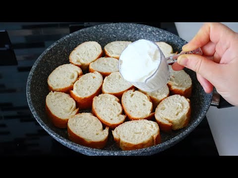 Видео: Налейте 3 ложки йогурта на ломтики хлеба!! Завтрак всего за 7 минут.
