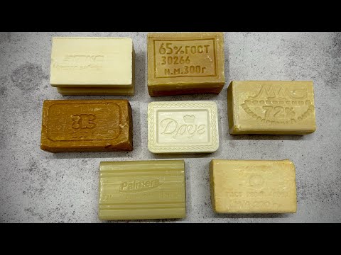 Видео: ASMR soap/ Dry soap cutting 🤍🤎🧡/ Резка хозяйственного мыла