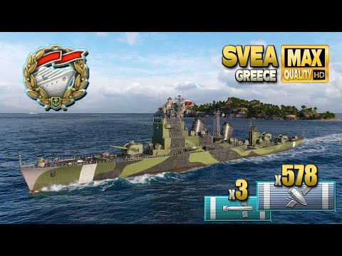 Видео: крейсер Svea: Последняя надежда на карте Греция - World of Warships