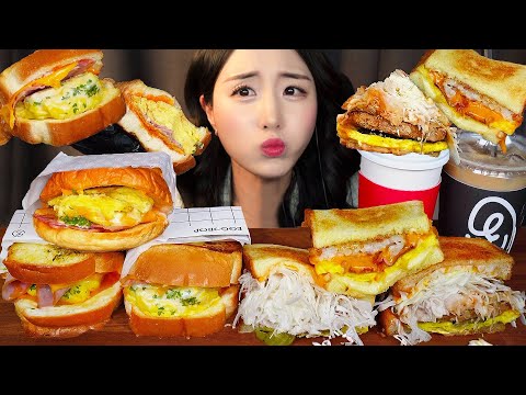 Видео: Бургеры полные начинки АСМР 🍔 Хлеб с беконом и сыром Тост Мукбанг ASMRㅣBurger Mukbang