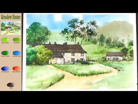 Видео: Без эскиза  Акварель -  Луговой дом  (просмотр названия цвета,  материал представить)