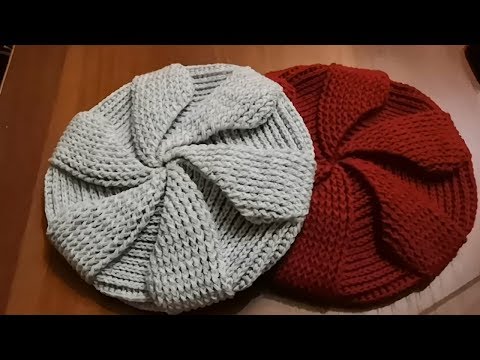Видео: Шапка-берет крючком. Берет рельефными столбиками крючком.