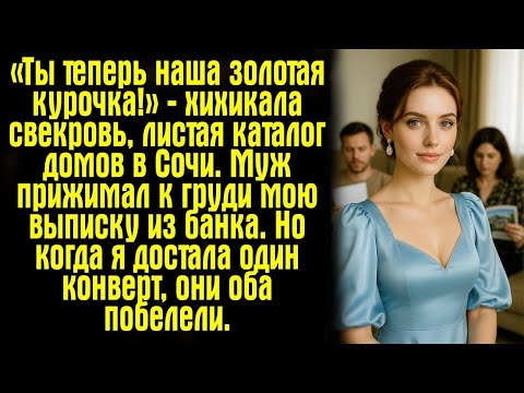 Видео: «Ты теперь наша золотая курочка!» — хихикала свекровь, листая каталог домов в Сочи. Муж прижимал к..