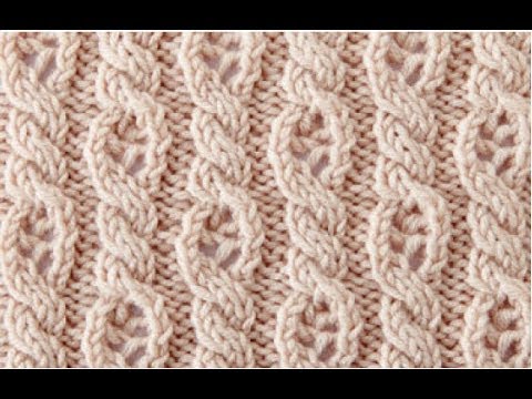Видео: Ажурный узор спицами. Ажурные косички со смещением. Видео урок.