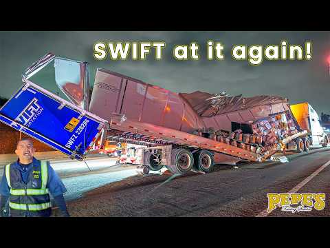 Видео: Из трейлера SWIFT на шоссе после крупной аварии вылилось пиво