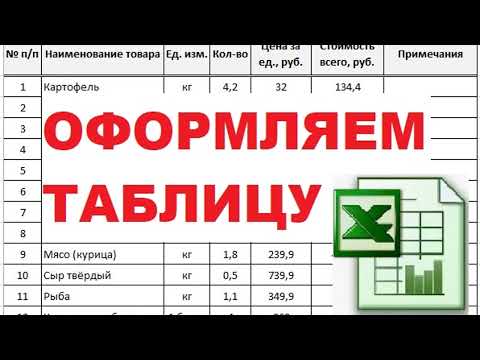 Видео: 2. Как сделать таблицу Excel