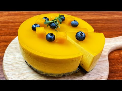 Видео: Муссовый торт с манго! Легко приготовить дома! Без духовки! Рецепты тортов