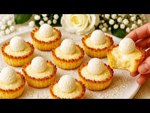 Видео: Кокосовые тарталетки / Без муки. Десерт /. Рецепт тарта