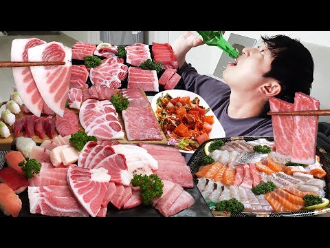 Видео: Сашими из тунца, коллекция различных сашими-мукбангов ASMR REALSOUND EATINGSHOW