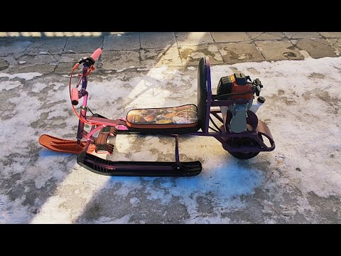 Видео: Снегокат на мототяге детский (взрослый)