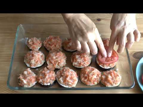 Видео: Запеченные Баклажаны с Куриным фаршем и Помидорами/ Простые Рецепты Закуски из Баклажанов