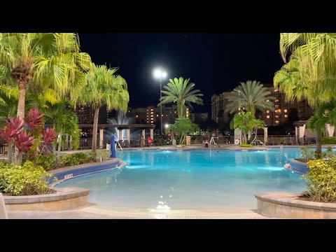 Видео: Продолжение первого дня в Орландо. Прогулка по вечернему курортному комплексу