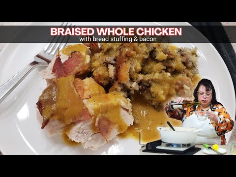 Видео: Курица, тушеная в голландской духовке с беконом и начинкой ✨