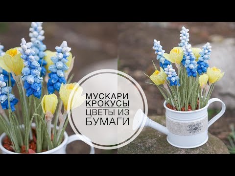 Видео: MUSCARI from paper /МУСКАРИ из бумаги / Как сохранить цвет бумаги ?! /  DIY TSVORIC