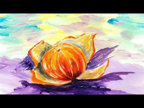 Видео: Как нарисовать мандарин. Как нарисовать натюрморт легко. Рисуем фрукты гуашью. Натюрморт гуашью.