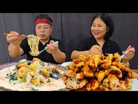 Видео: Домашний сливочный джамппонг и пир ТангсуюкㅣМукбанг