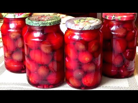 Видео: Помидоры со сливами в литровых банках. Рассол по вкусу как молодое, вкусное, ароматное вино