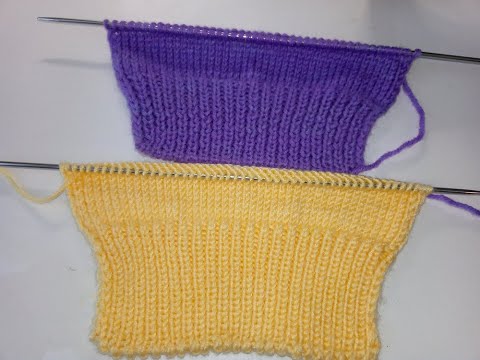 Видео: Красивый переход от резинки 1х1 к лицевой глади.  Вяжем снизу вверх.