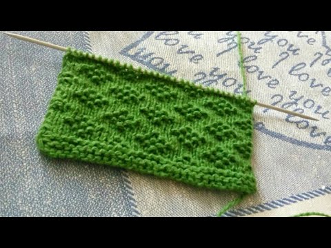 Видео: Узор "Жемчужные ромбики" спицами поворотными и круговыми рядами.
