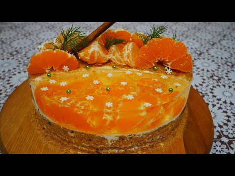 Видео: Торт МЕДОВИК Торт с желе и мандаринами Рецепт БЕЛКОВО МАСЛЯНОГО крема Торт Тающий во вту