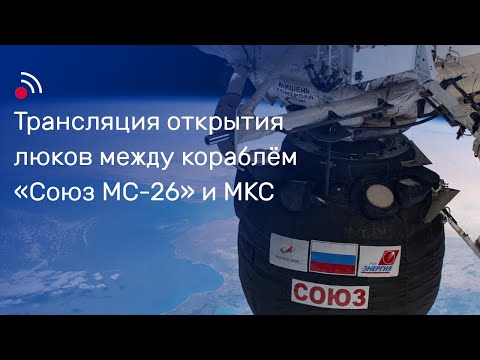 Видео: Трансляция открытия люков между кораблём «Союз МС-26» и МКС