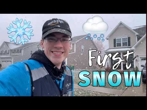 Видео: Первый снег сезона во время доставки для Amazon