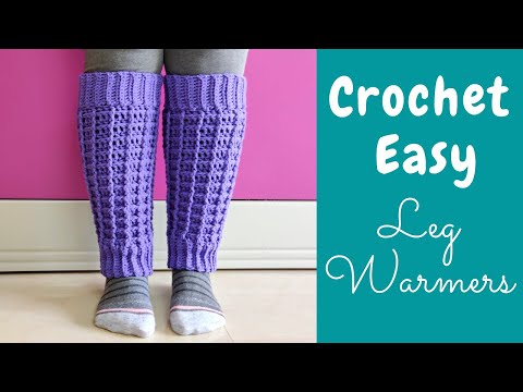 Видео: Вязаные крючком лавандовые вафельные гетры | Простой урок по вязанию резиновых гетр для начинающих