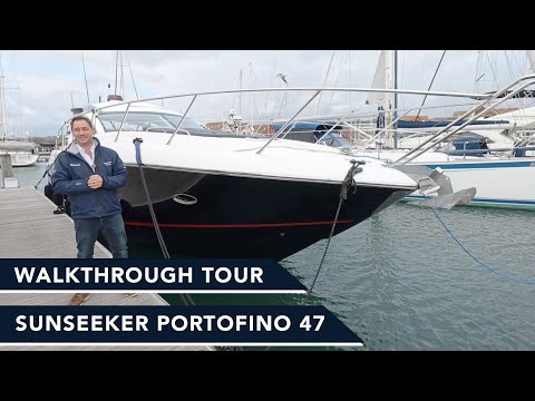 Видео: Полный обзор Sunseeker Portofino 47 2007 года | Два двигателя Volvo Penta D9 — потрясающий стиль