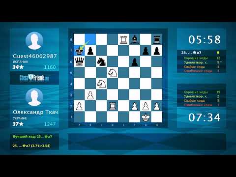 Видео: Анализ шахматной партии: Олександр Ткач - Guest46062987, 1-0 (по ChessFriends.com)