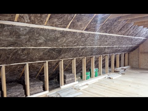 Видео: 🍀 Продолжаю утеплять мансарду минеральной ватой. Применяю утеплитель толщиной 150мм и 50мм.