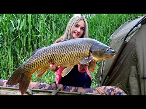 Видео: Ловля КАРПА! КСЮША прошла крещение в карпятницы! Варим УХУ!!!