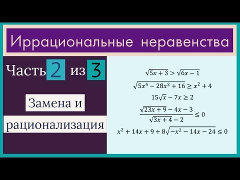 Видео: Иррациональные неравенства Часть 2 из 3 Рационализация и замена