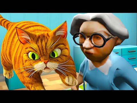 Видео: Плохой Кот и Бабуля #1 Bad Cat Sim Granny Pet Game с Кидом на пурумчата