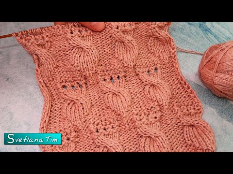 Видео: Узоры Спицами - ВЯЗАНИЕ. Как вязать узор "Осенние Листья с Ажуром" + Схема узора № 590