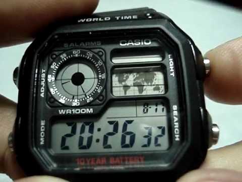 Видео: Casio AE-1200WH-1AVEF Настройка часов